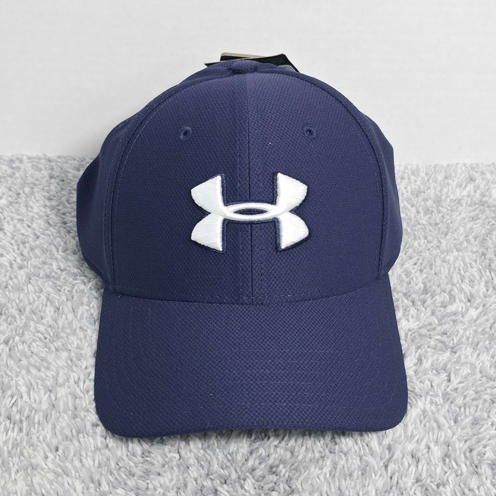 Under Armour Mens UA Blitzing 3.0 Stretch Fit Flex Size M/L Cap Hat Navy NWT NEW